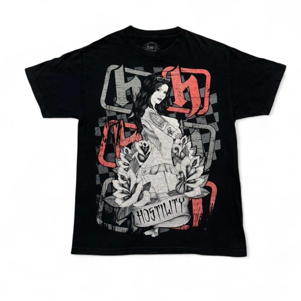 Hostility Y2K Grunge Skater Black T-Shirt